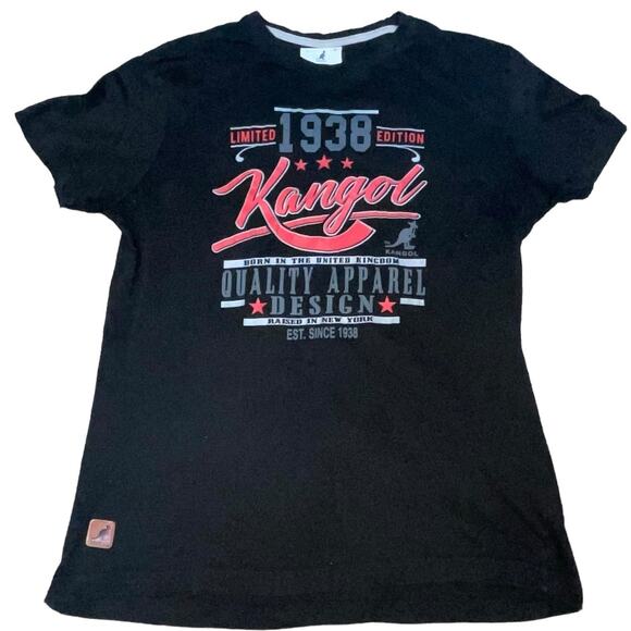 Kangol T-Shirt Mens Medium United Kingdom Kangaroo 1938 New York Cotton Black - Picture 2 of 13